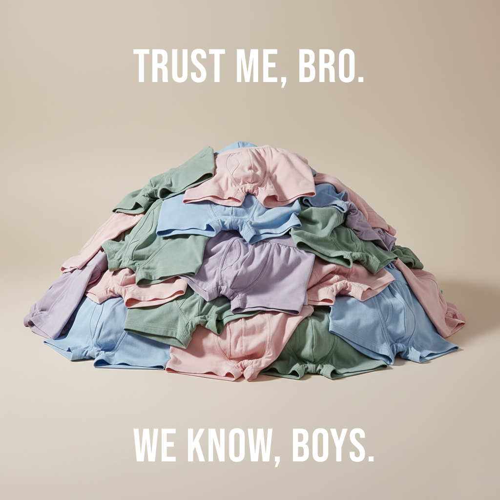 Trust Me, Bro. We Know, Boys. - Pile of pastel boxer briefs